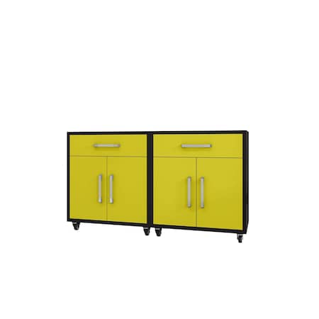 Manhattan Comfort 90 Degrees Open Style with Soft Close Door Mobile Garage Cabinet, 17.72 in W, 34.41 in H 2-252BMC84